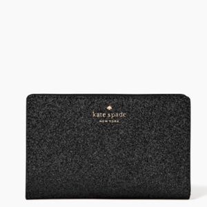 KATE SPADE JOELEY TINSEL MEDIUM BIFOLD WALLET NWT BLACK